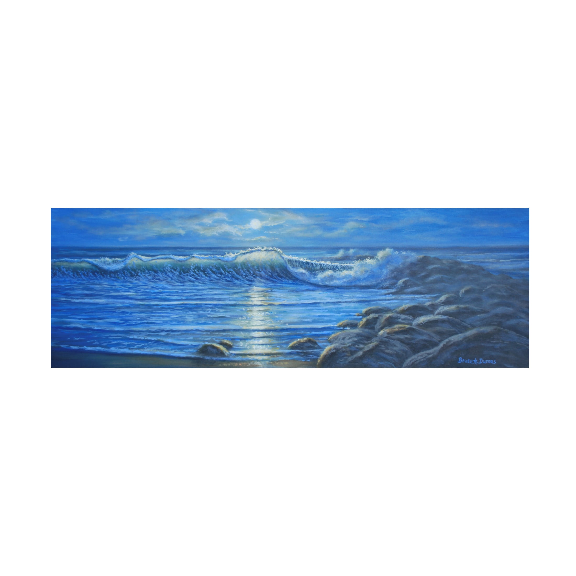 Canvas Wall Art - Bruce Dumas 'SilveryMoon' Wall Art for Living Room, Bedroom, or Office Décor by Trademark Fine Art - 47 x 16 Inches