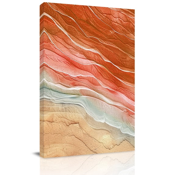 Canvas Wall Art, Burnt Orange Ombre Coastal Framed Canvas Prints for Bathroom Hallway, Summer Nautical Beach Ocean Seaside Gallery Wrapped Wall Decor for Home Office, Gifts, 8"x10" Ship Next Day