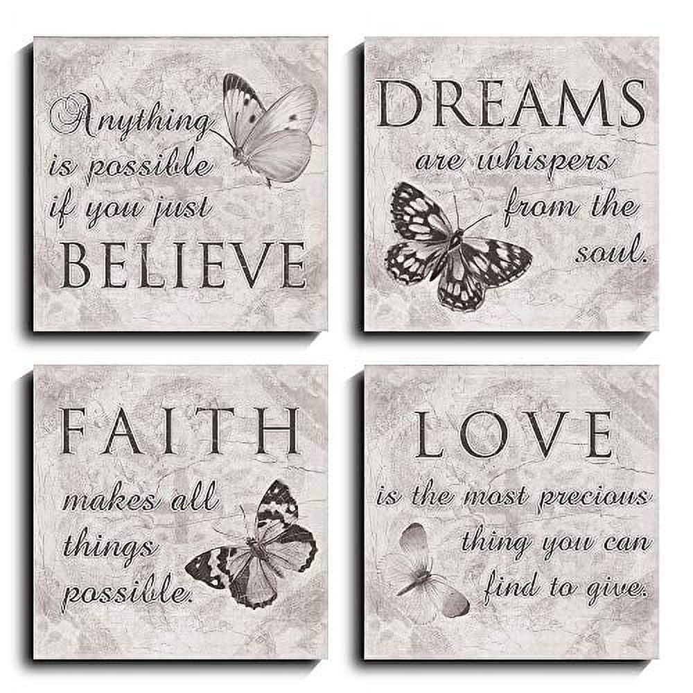 Canvas Wall Art Butterfly Family Inspirational Quotes Love Dream Faith