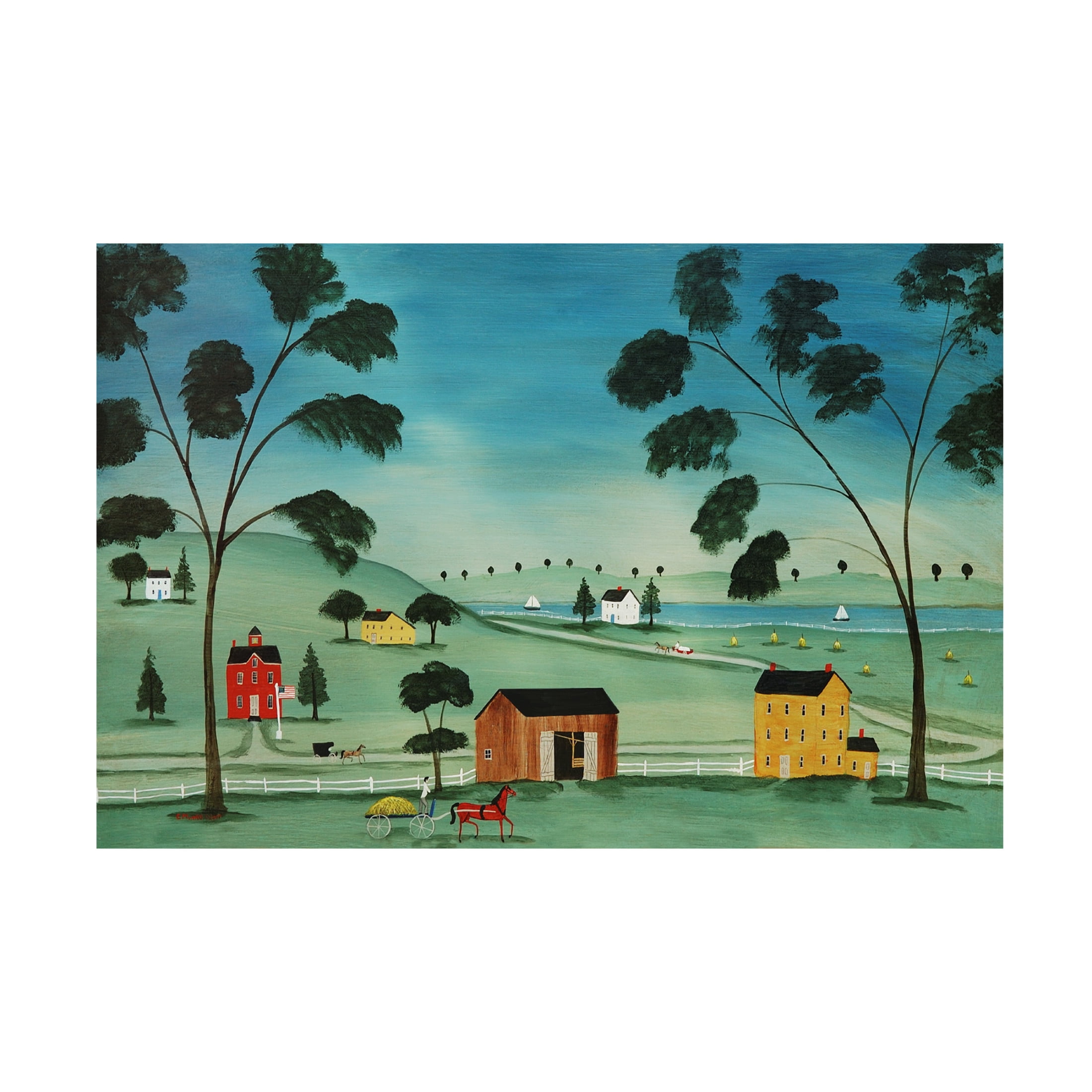 Canvas Wall Art - C Munro 'Country Scene On Wood' Wall Art for Living Room, Bedroom, or Office Décor by Trademark Fine Art - 47 x 30 Inches