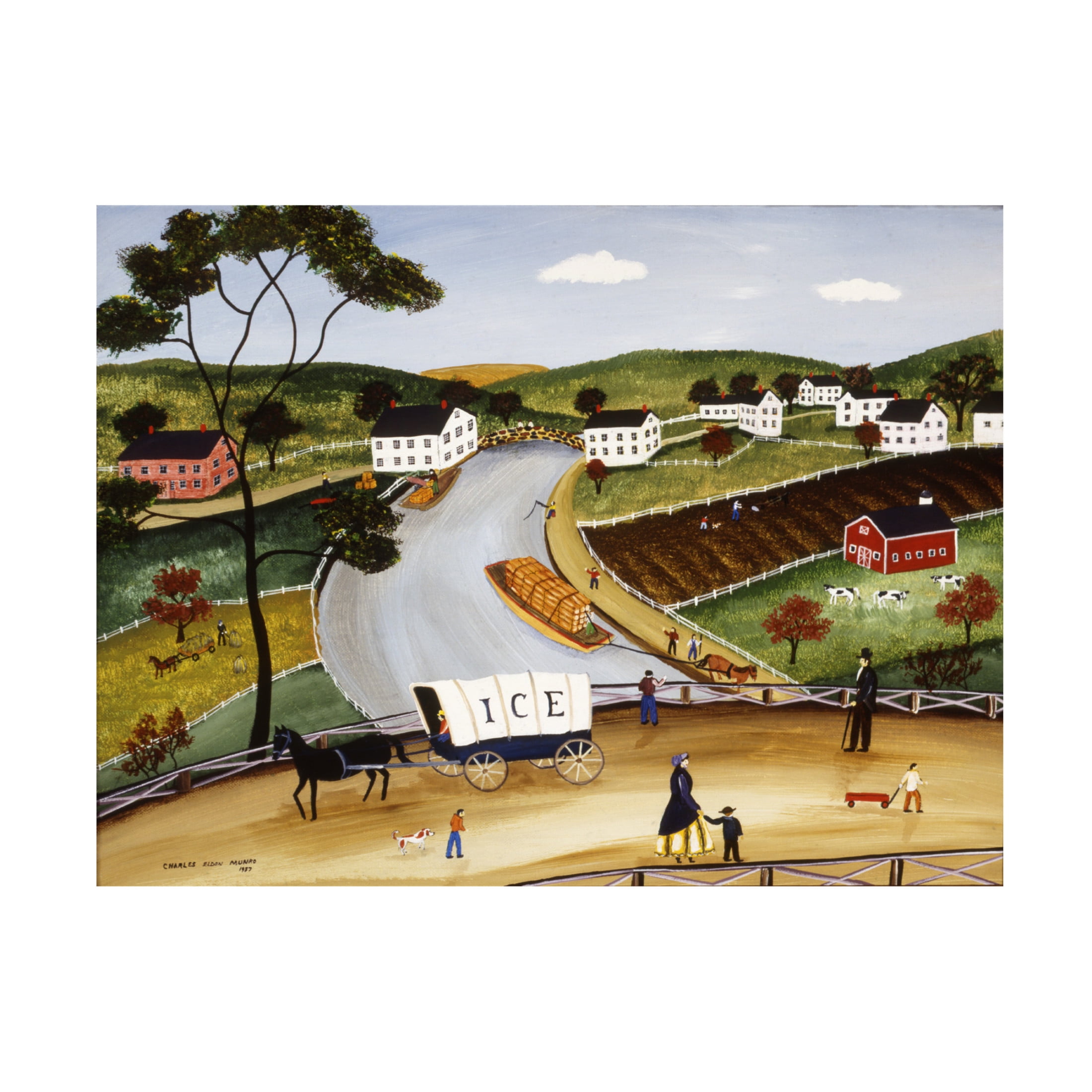 Canvas Wall Art - C Munro 'Crossing The Canal' Wall Art for Living Room, Bedroom, or Office Décor by Trademark Fine Art - 32 x 24 Inches