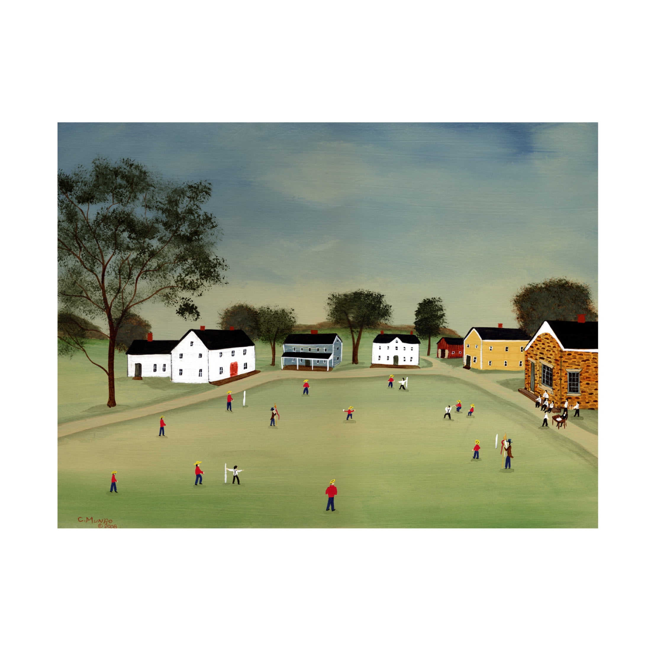Canvas Wall Art - C Munro 'Town Ball on the Village Green' Wall Art for Living Room, Bedroom, or Office Décor by Trademark Fine Art - 32 x 24 Inches