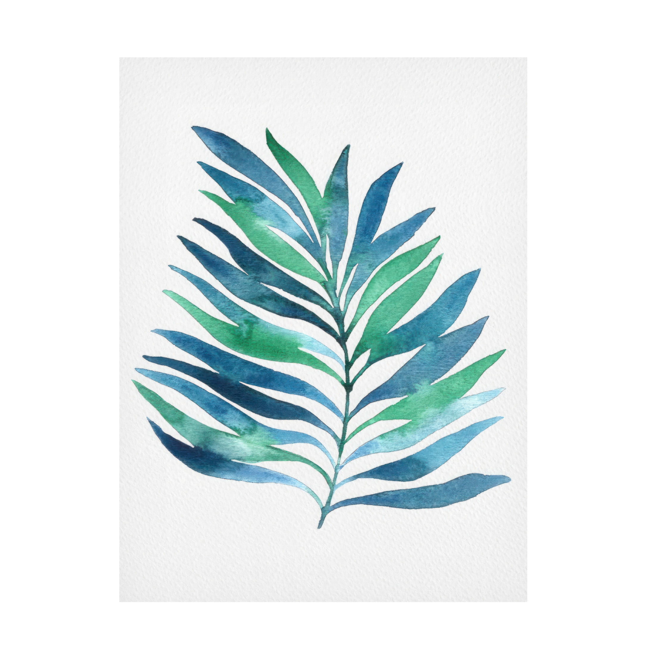 Canvas Wall Art - Cami Juncos 'Blue and Green Watercolor Leaves 1' Wall Art for Living Room, Bedroom, or Office Décor by Trademark Fine Art - 14 x 19 Inches