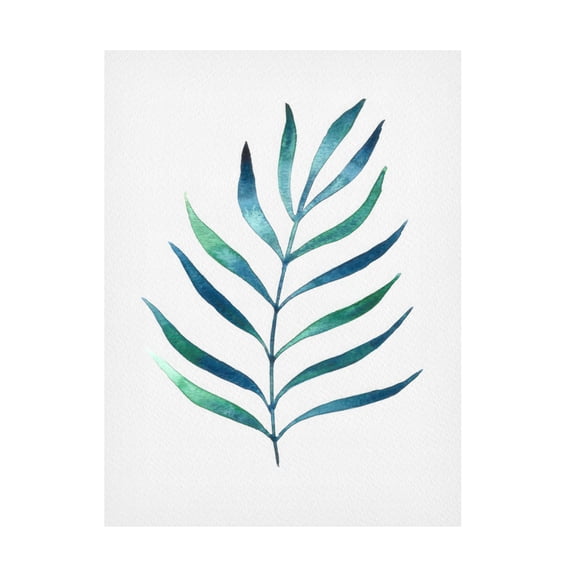 Canvas Wall Art - Cami Juncos 'Blue and Green Watercolor Leaves 2' Wall Art for Living Room, Bedroom, or Office Décor by Trademark Fine Art - 35 x 47 Inches