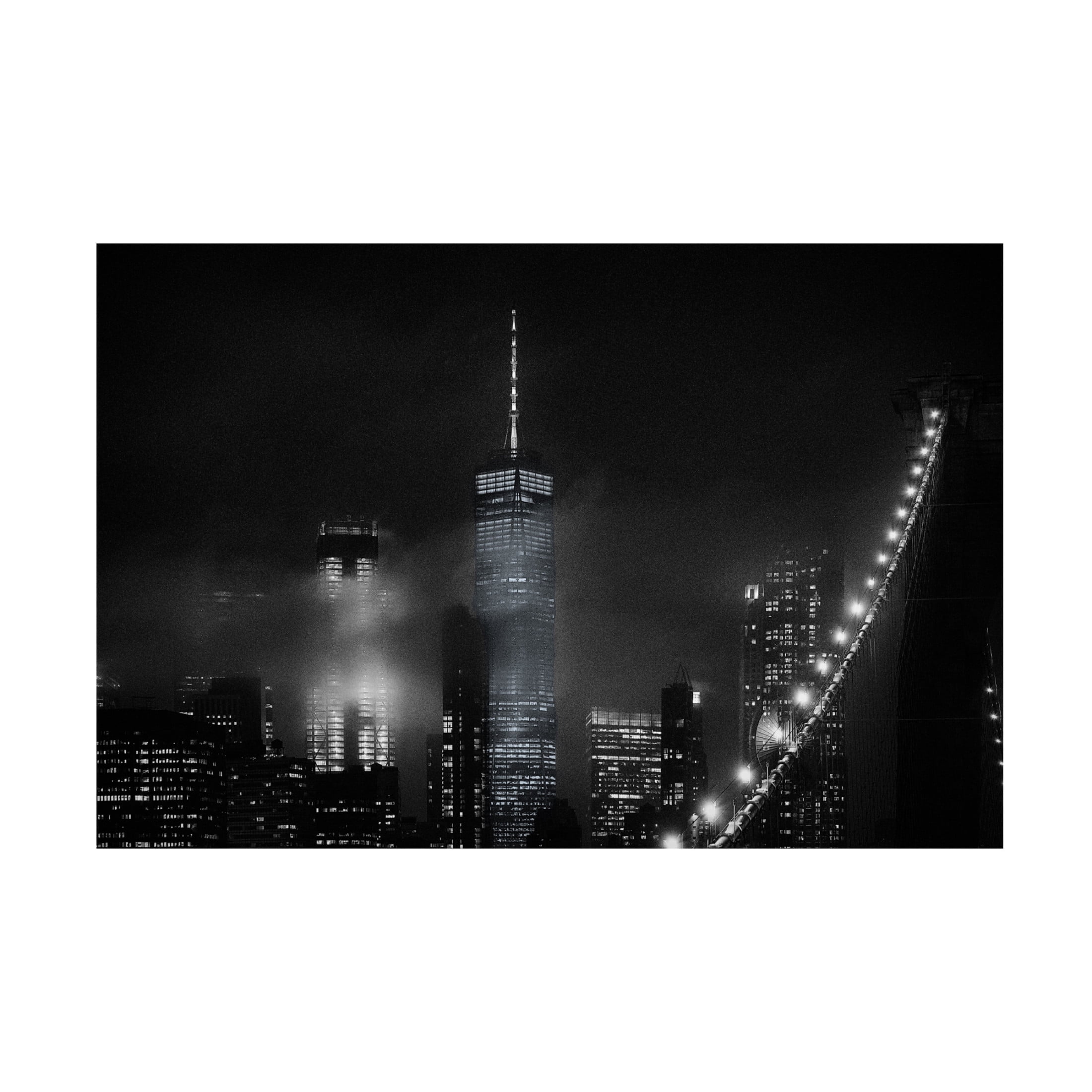 Canvas Wall Art - Carlos Ramirez 'Night Cityscape From The Brooklyn Bridge' Wall Art for Living Room, Bedroom, or Office D?cor by Trademark Fine Art - 32 x 22 Inches