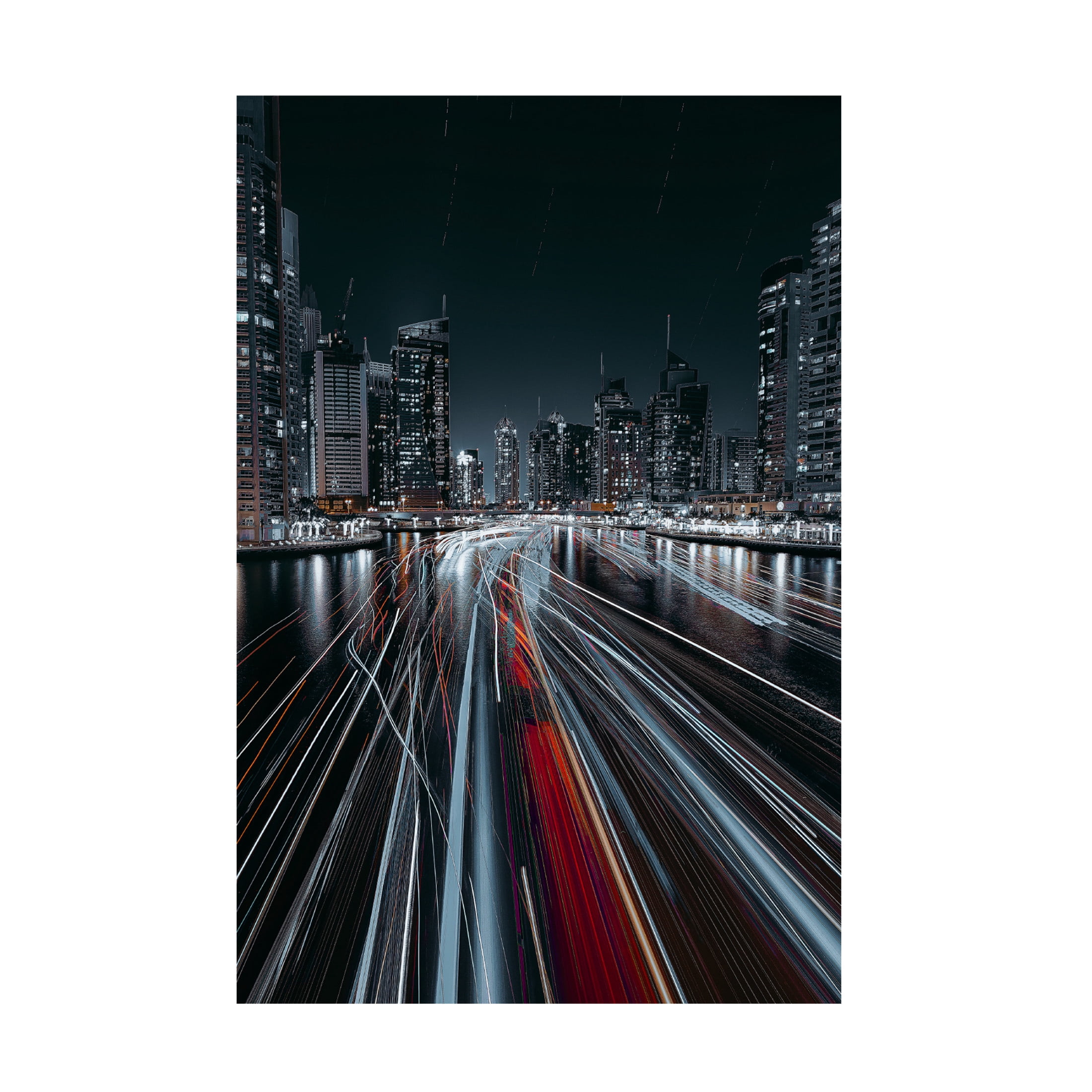 Canvas Wall Art - Carmine Chiriaco 'Traffic Jam In The Dubai Canal' Wall Art for Living Room, Bedroom, or Office Décor by Trademark Fine Art - 22 x 32 Inches