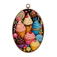 thumbnail image 1 of Canvas Wall Art Cartoon Hand Drawn Ice Cream Doodles Seamless Cones Cupcakes Lollipops Oval Framed Canvas Prints Vintage Wall Hanging Decor for Home Decorations 8.6"x11.4", 1 of 7