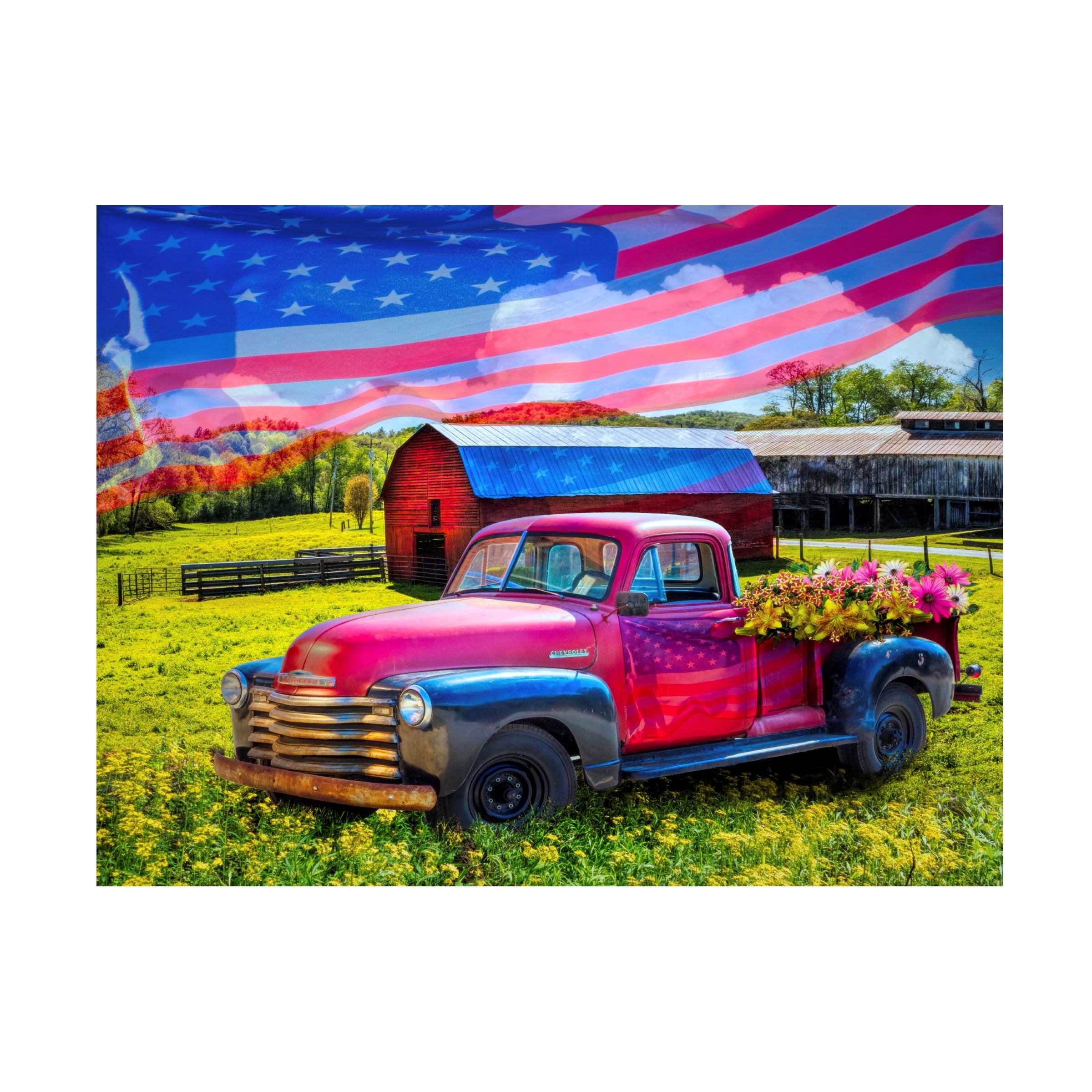 Canvas Wall Art - Celebrate Life Gallery 'American Country Truck' Wall Art for Living Room, Bedroom, or Office DÃ©cor by Trademark Fine Art - 24 x 18 Inches