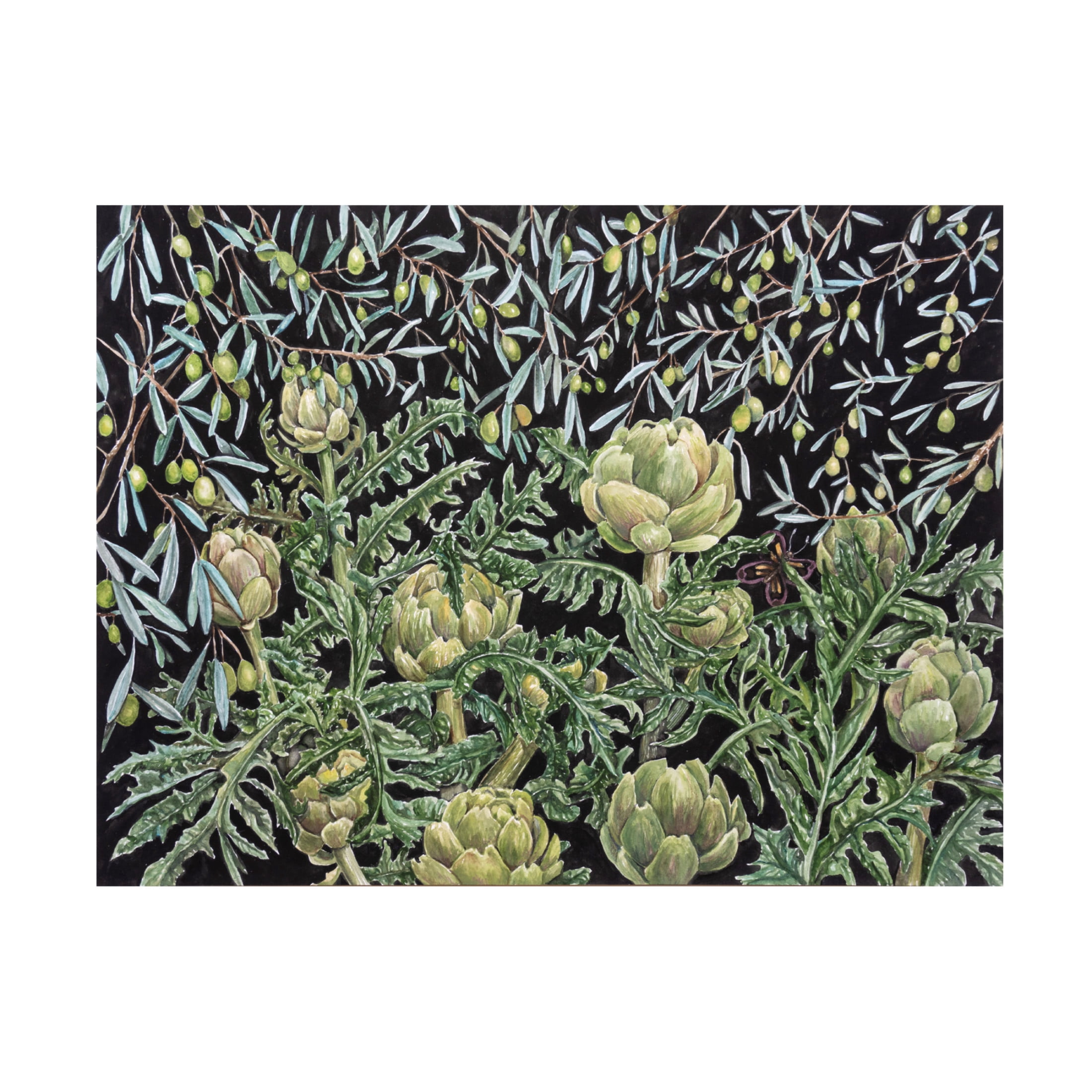 Canvas Wall Art - Charlsie Kelly 'Artichokes and Olives' Wall Art for Living Room, Bedroom, or Office Décor by Trademark Fine Art - 32 x 24 Inches