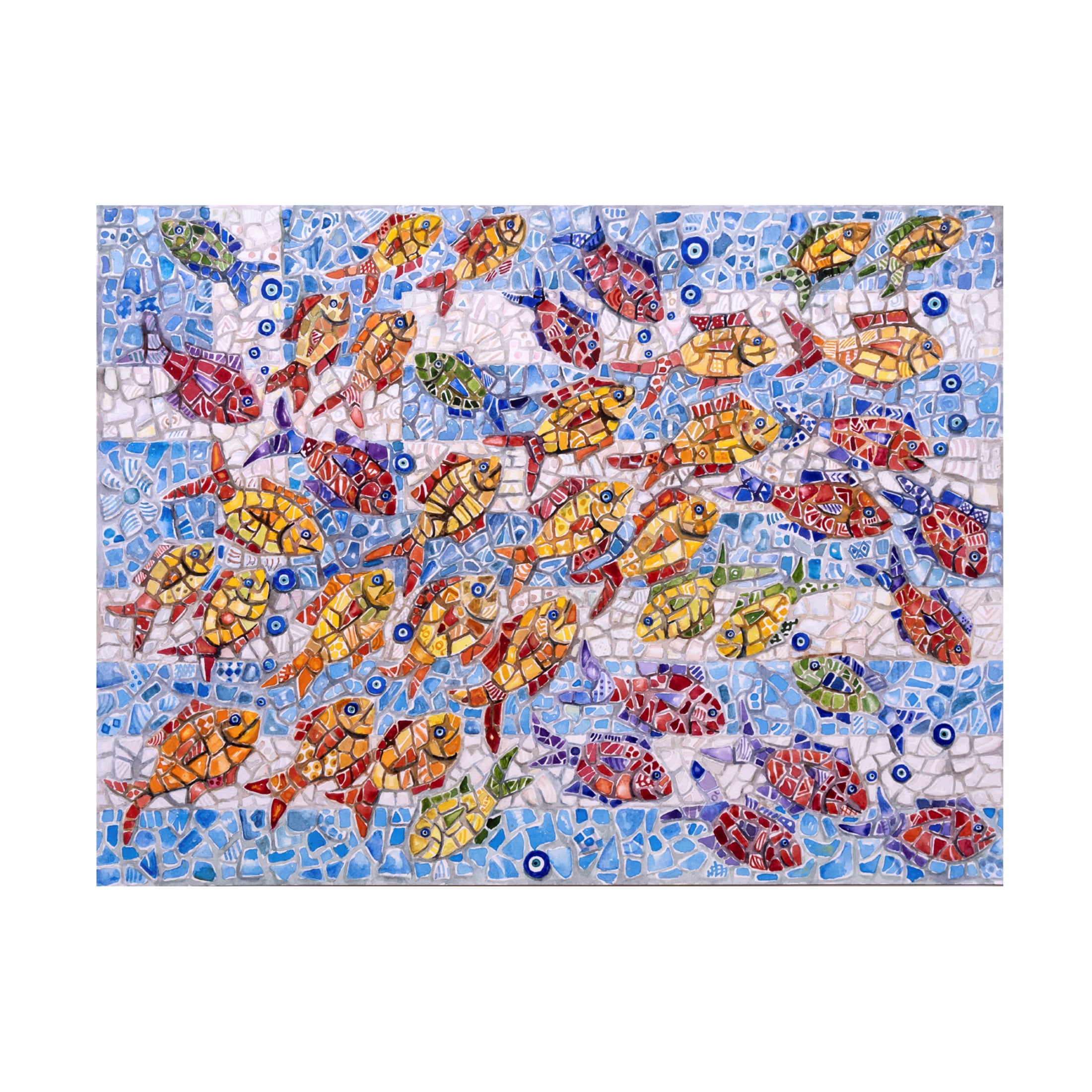 Canvas Wall Art - Charlsie Kelly 'Sardines for Greece' Wall Art for Living Room, Bedroom, or Office Décor by Trademark Fine Art - 32 x 24 Inches