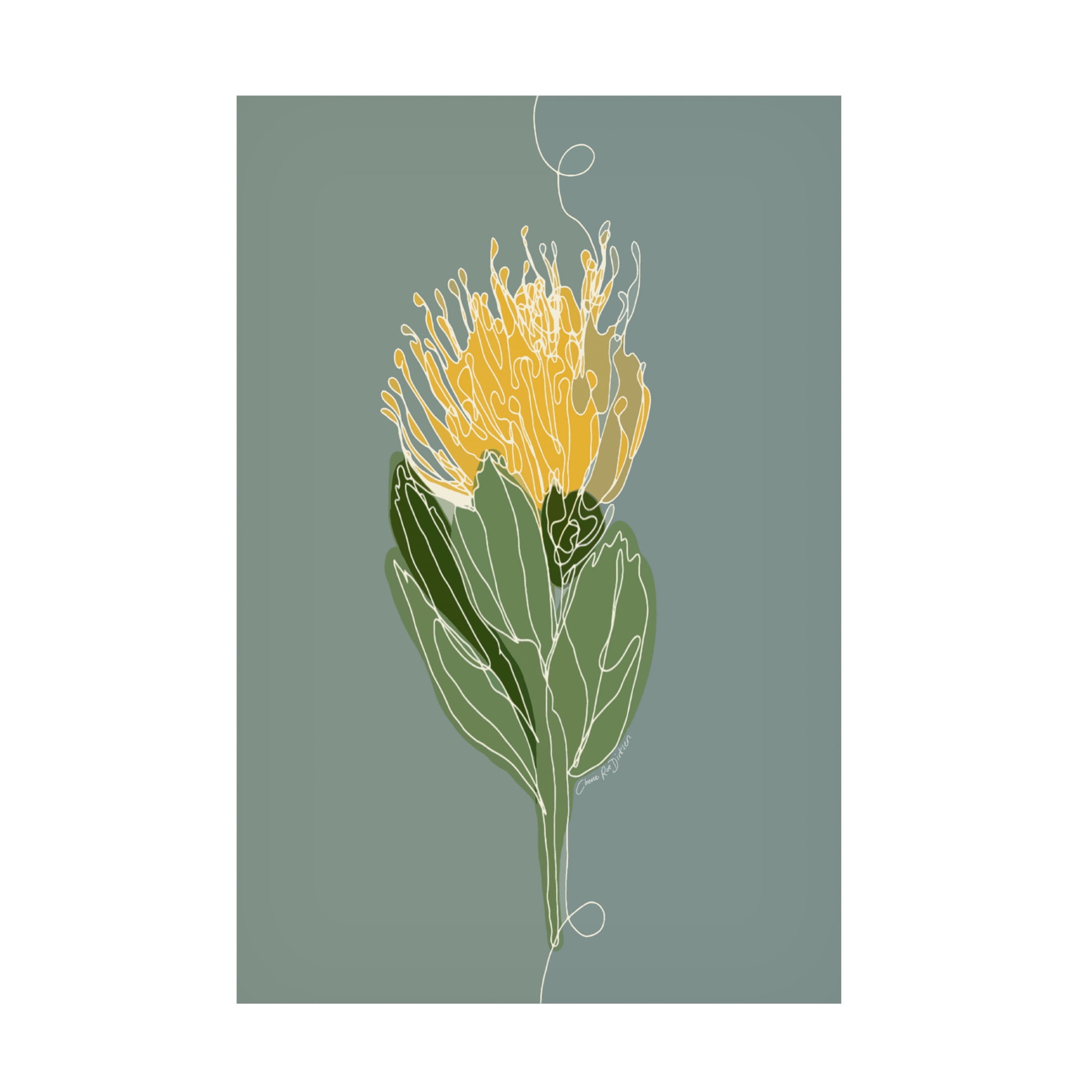 Canvas Wall Art - Cherie Roe Dirksen 'Yellow Pincushion Protea' Wall Art for Living Room, Bedroom, or Office Décor by Trademark Fine Art - 22 x 32 Inches