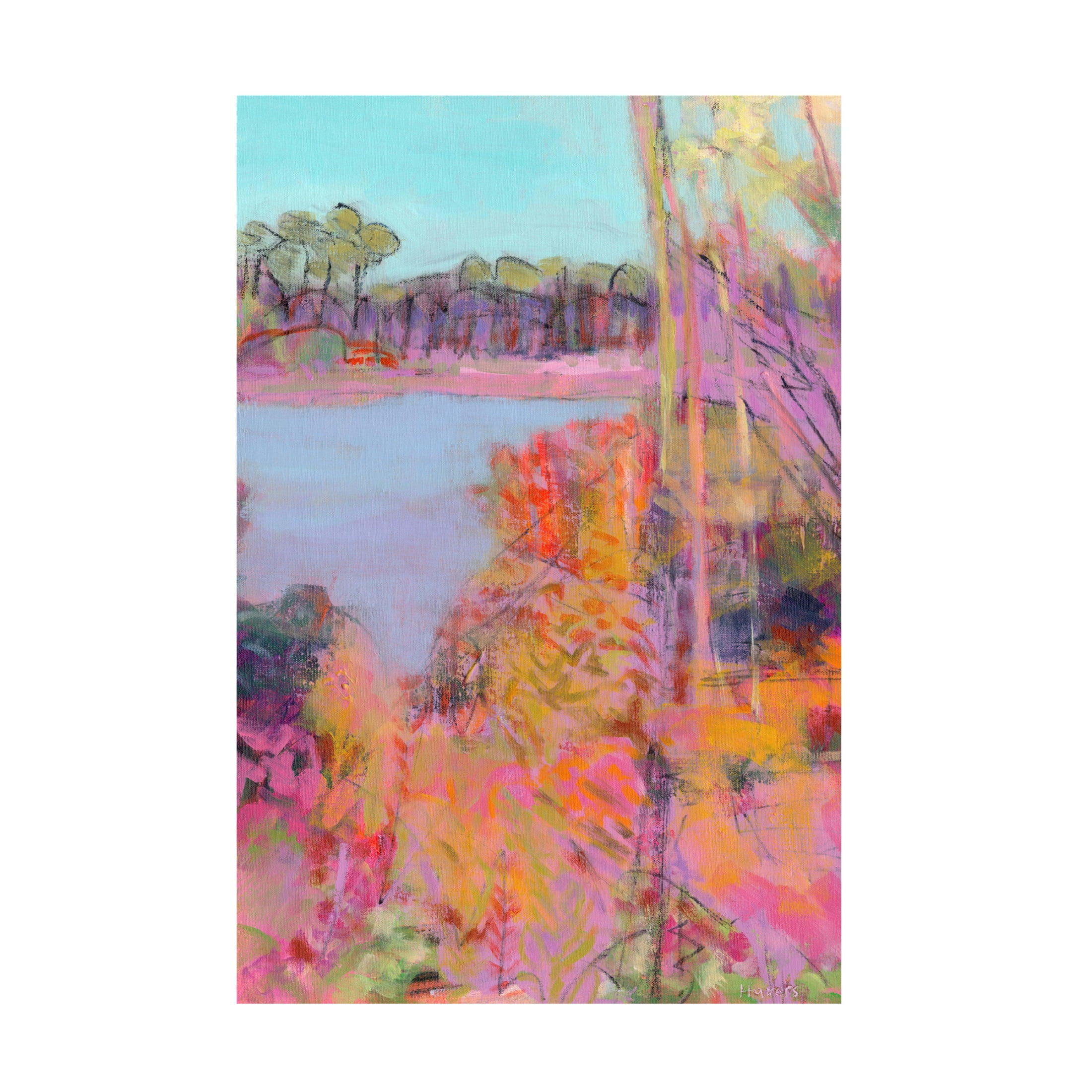 Canvas Wall Art - Chrissie Havers 'Autumn Colours Around A Pond' Wall Art for Living Room, Bedroom, or Office Décor by Trademark Fine Art - 16 x 24 Inches
