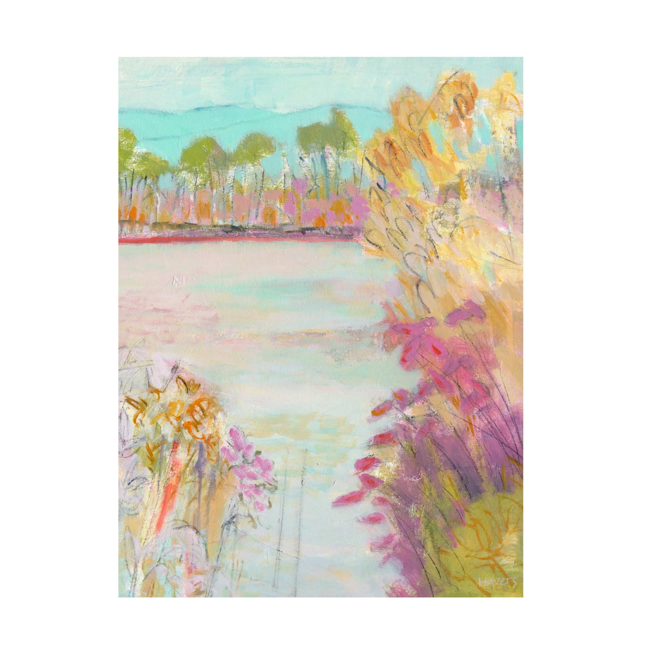 Canvas Wall Art - Chrissie Havers 'Bright Light Across the Pond' Wall Art for Living Room, Bedroom, or Office Décor by Trademark Fine Art - 35 x 47 Inches
