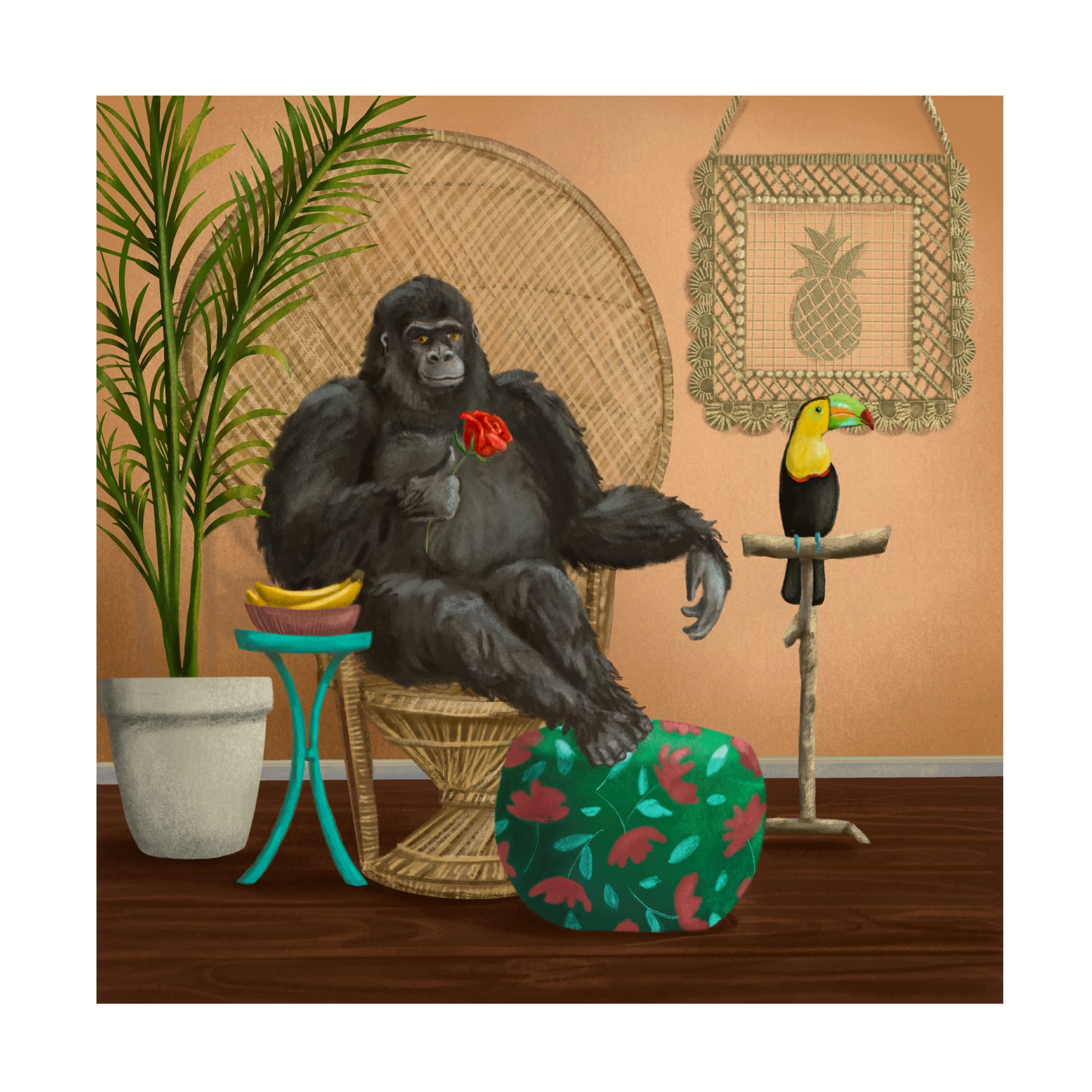 Canvas Wall Art - Christine Rotolo 'Animals of Leisure 2' Wall Art for Living Room, Bedroom, or Office DÃ©cor by Trademark Fine Art - 18 x 18 Inches