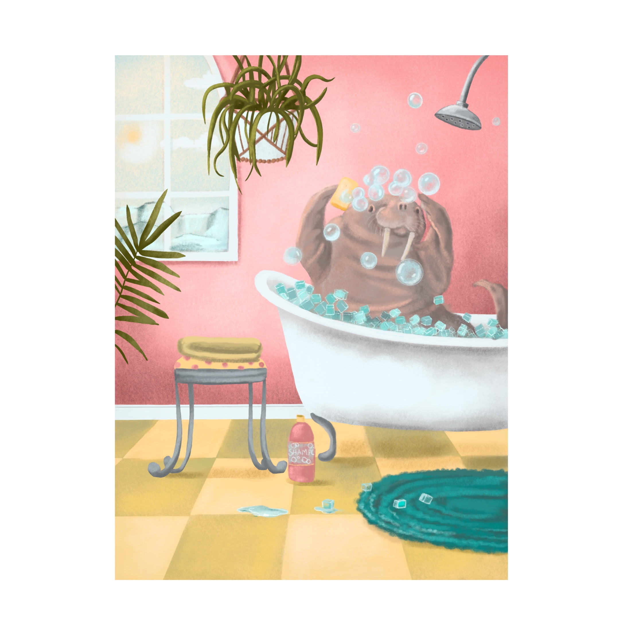 Canvas Wall Art - Christine Rotolo 'Arctic Animals in Tubs Walrus 4' Wall Art for Living Room, Bedroom, or Office Décor by Trademark Fine Art - 14 x 19 Inches