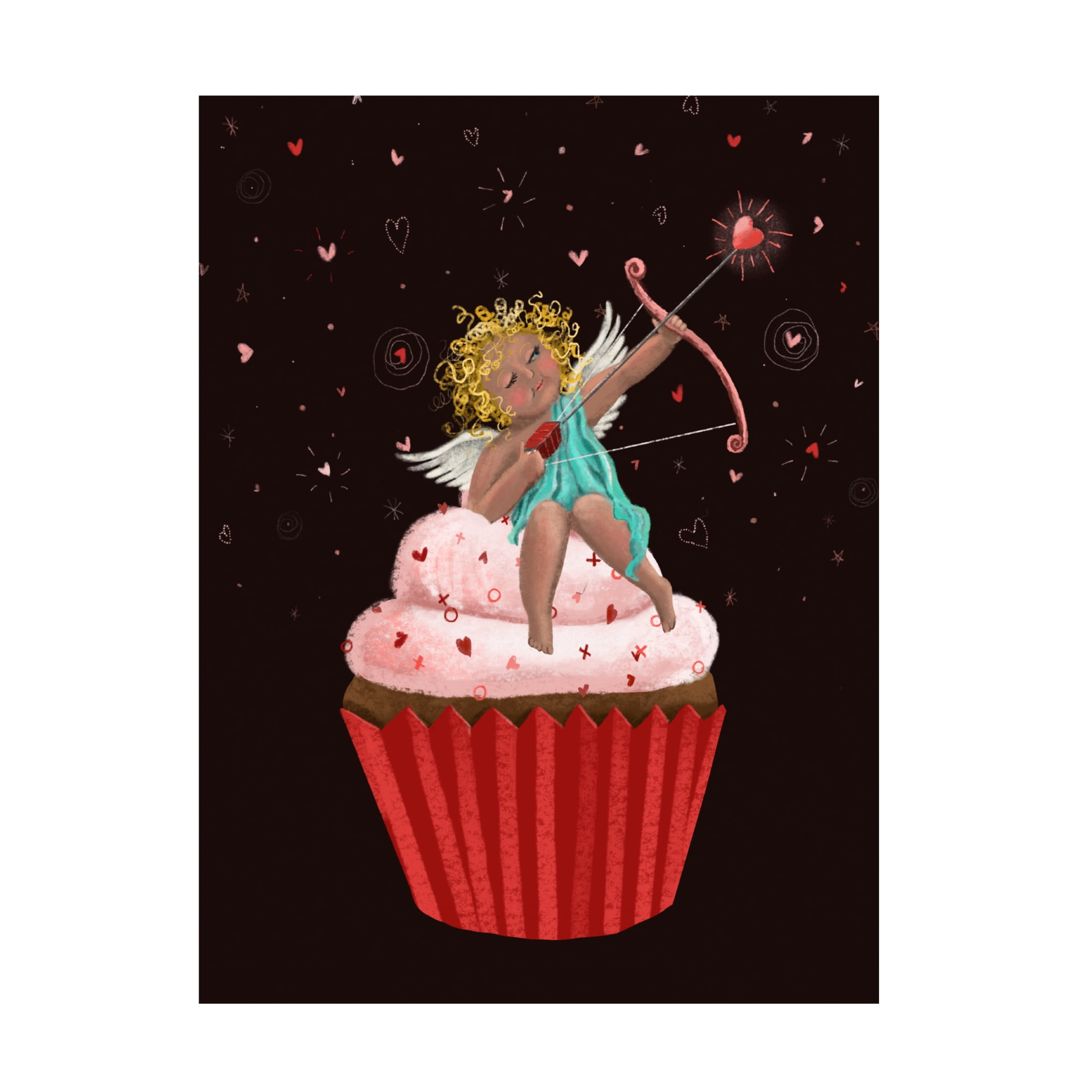 Canvas Wall Art - Christine Rotolo 'Cupid Cupcake' Wall Art for Living Room, Bedroom, or Office Décor by Trademark Fine Art - 18 x 24 Inches