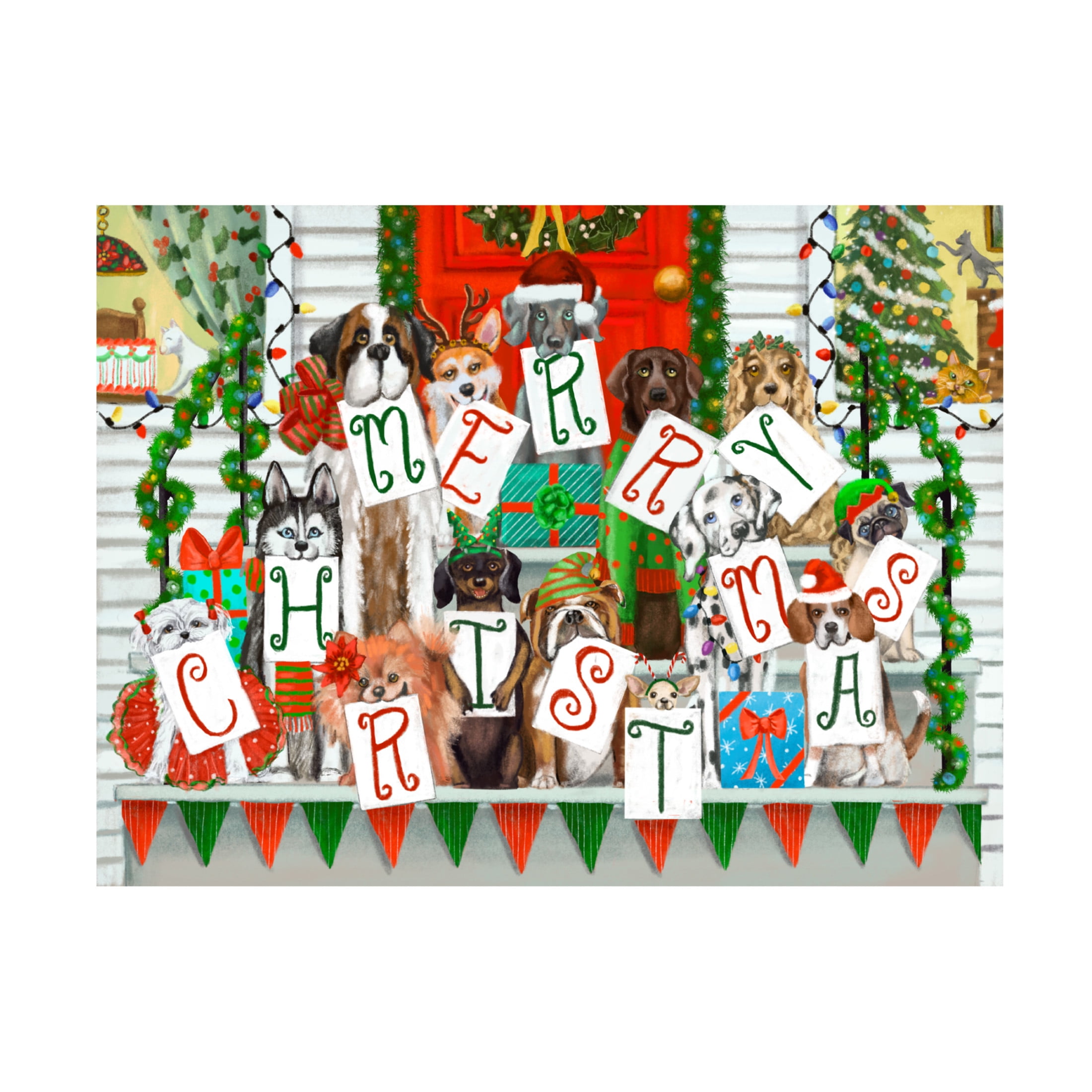 Canvas Wall Art - Christine Rotolo 'Doggie Merry Christmas' Wall Art for Living Room, Bedroom, or Office Décor by Trademark Fine Art - 24 x 18 Inches