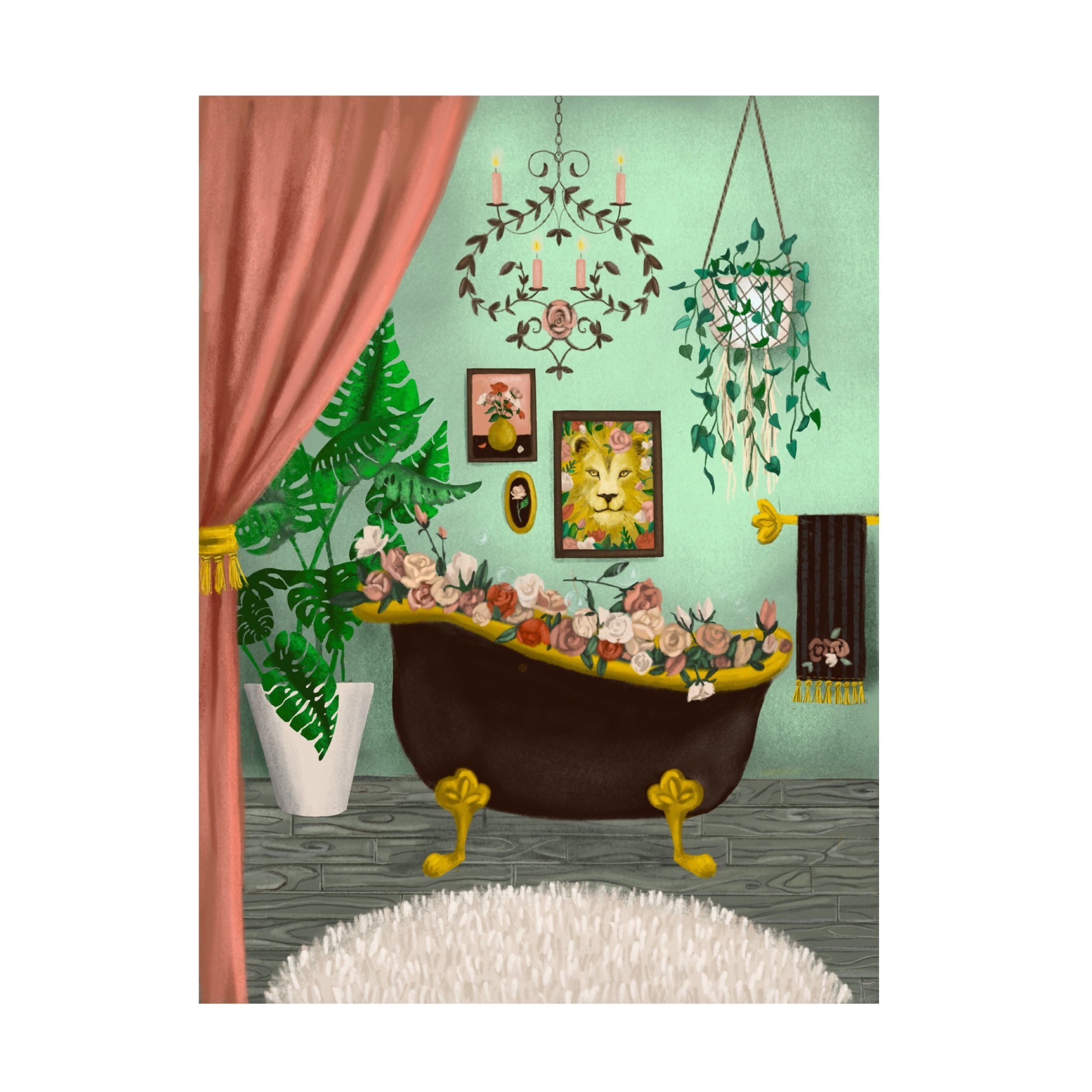 Canvas Wall Art - Christine Rotolo 'Fancy Rose Bathroom' Wall Art for Living Room, Bedroom, or Office Décor by Trademark Fine Art - 18 x 24 Inches