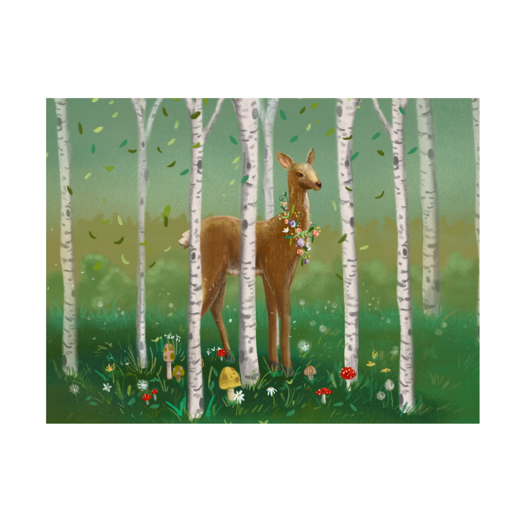 Canvas Wall Art - Christine Rotolo 'Forest Animals Deer' Wall Art for Living Room, Bedroom, or Office Décor by Trademark Fine Art - 47 x 35 Inches