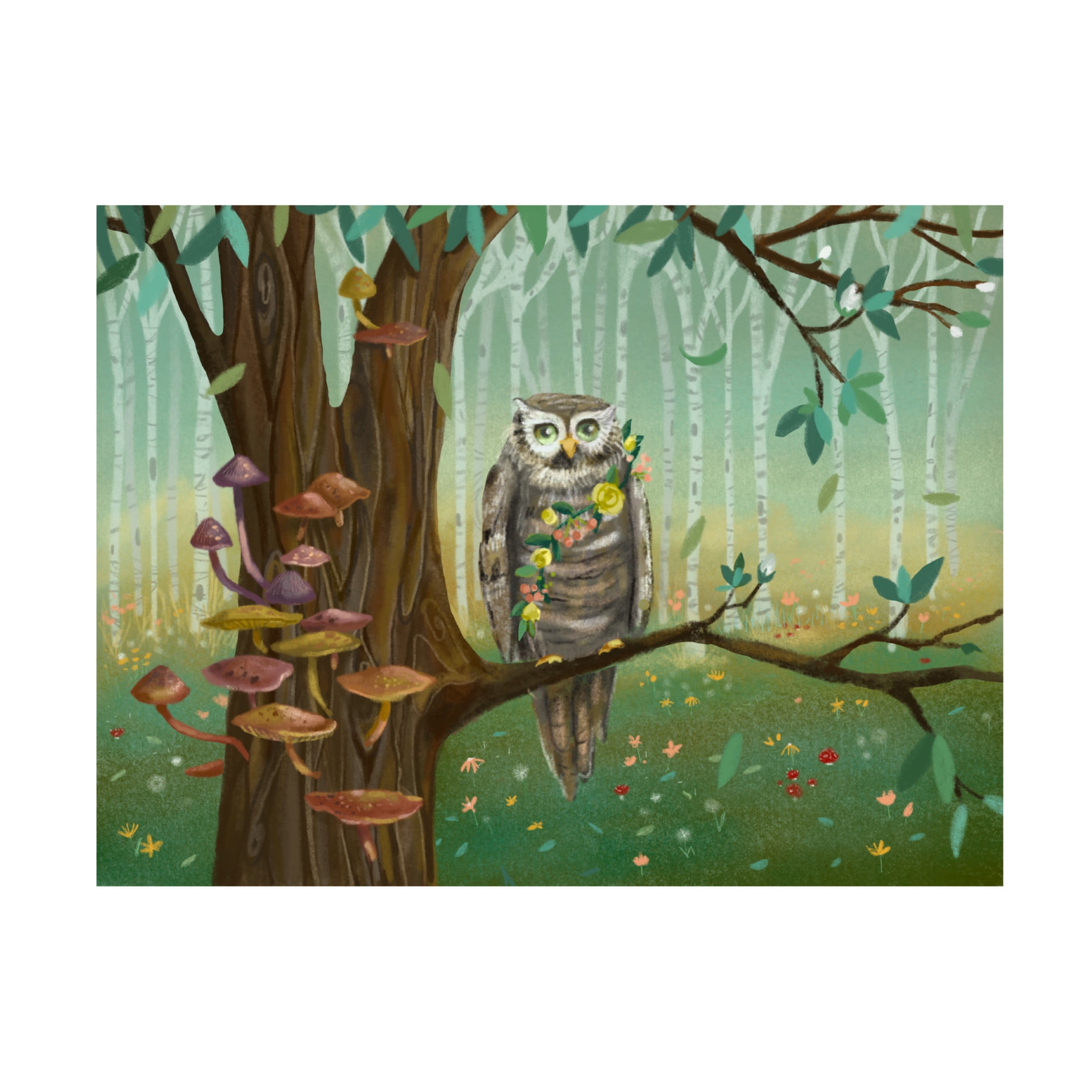 Canvas Wall Art - Christine Rotolo 'Forest Animals Owl' Wall Art for Living Room, Bedroom, or Office Décor by Trademark Fine Art - 32 x 24 Inches