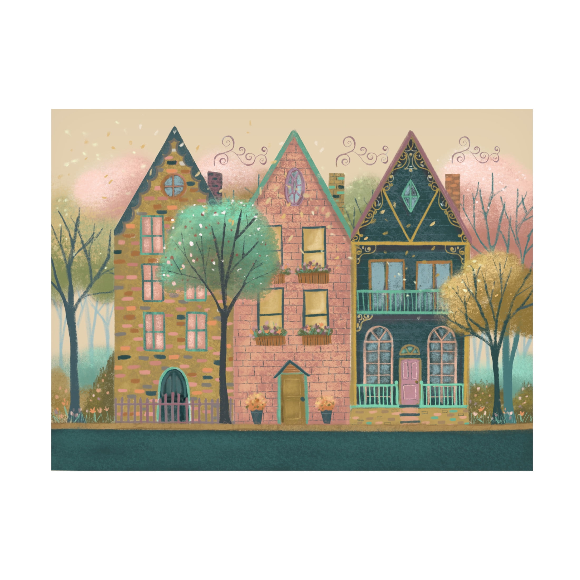 Canvas Wall Art - Christine Rotolo 'Happy Neighborhood' Wall Art for Living Room, Bedroom, or Office Décor by Trademark Fine Art - 24 x 18 Inches