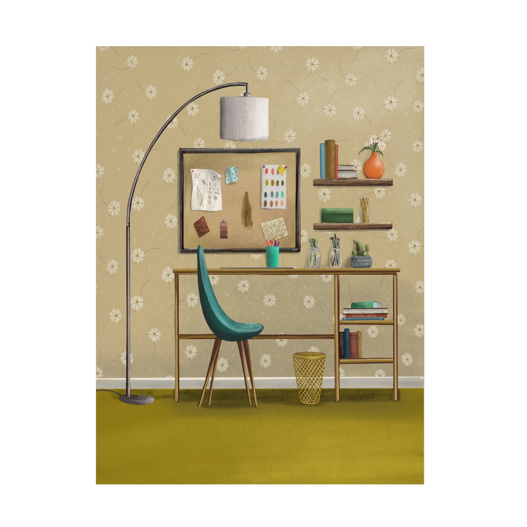 Canvas Wall Art - Christine Rotolo 'Interior Work Desk' Wall Art for Living Room, Bedroom, or Office Décor by Trademark Fine Art - 35 x 47 Inches