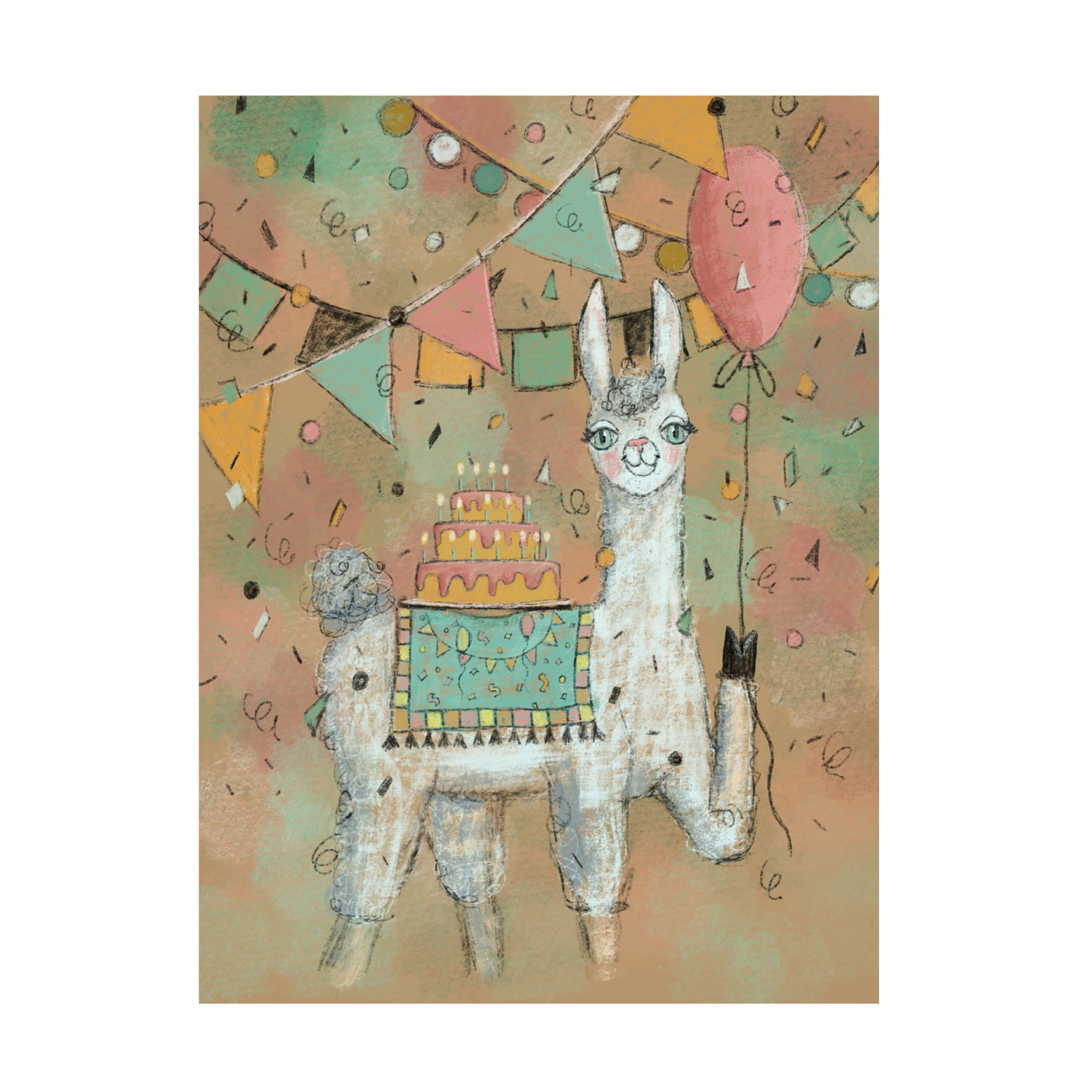 Canvas Wall Art - Christine Rotolo 'Llama Birthday' Wall Art for Living Room, Bedroom, or Office Décor by Trademark Fine Art - 18 x 24 Inches