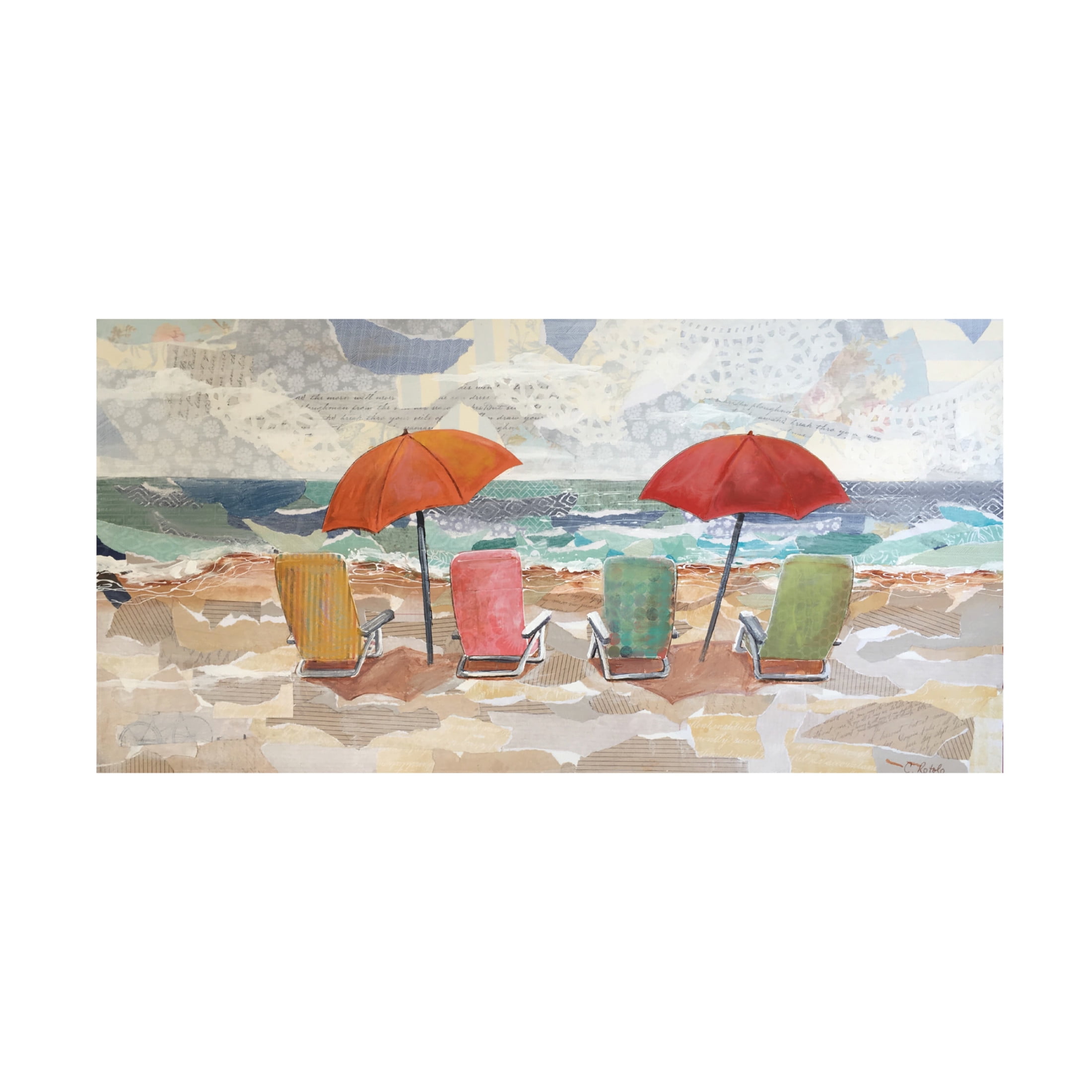 Canvas Wall Art - Christine Rotolo 'Mixed Media Beach Chairs' Wall Art for Living Room, Bedroom, or Office Décor by Trademark Fine Art - 47 x 24 Inches