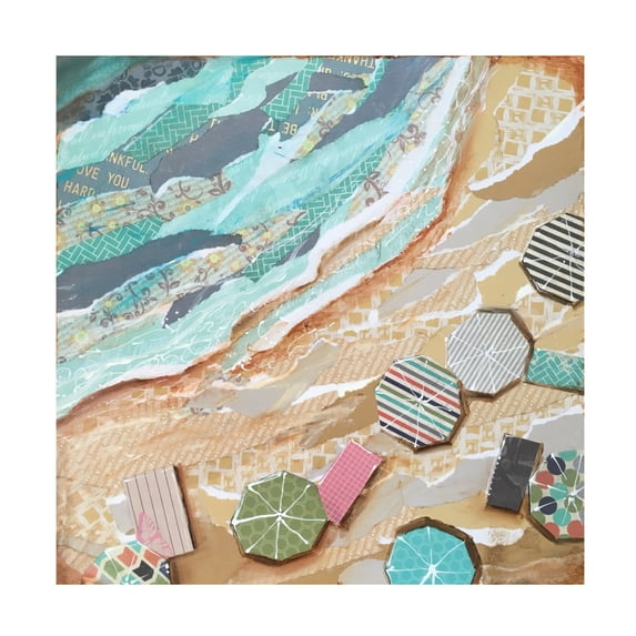 Canvas Wall Art - Christine Rotolo 'Mixed Media Beach Day' Wall Art for Living Room, Bedroom, or Office Décor by Trademark Fine Art - 24 x 24 Inches