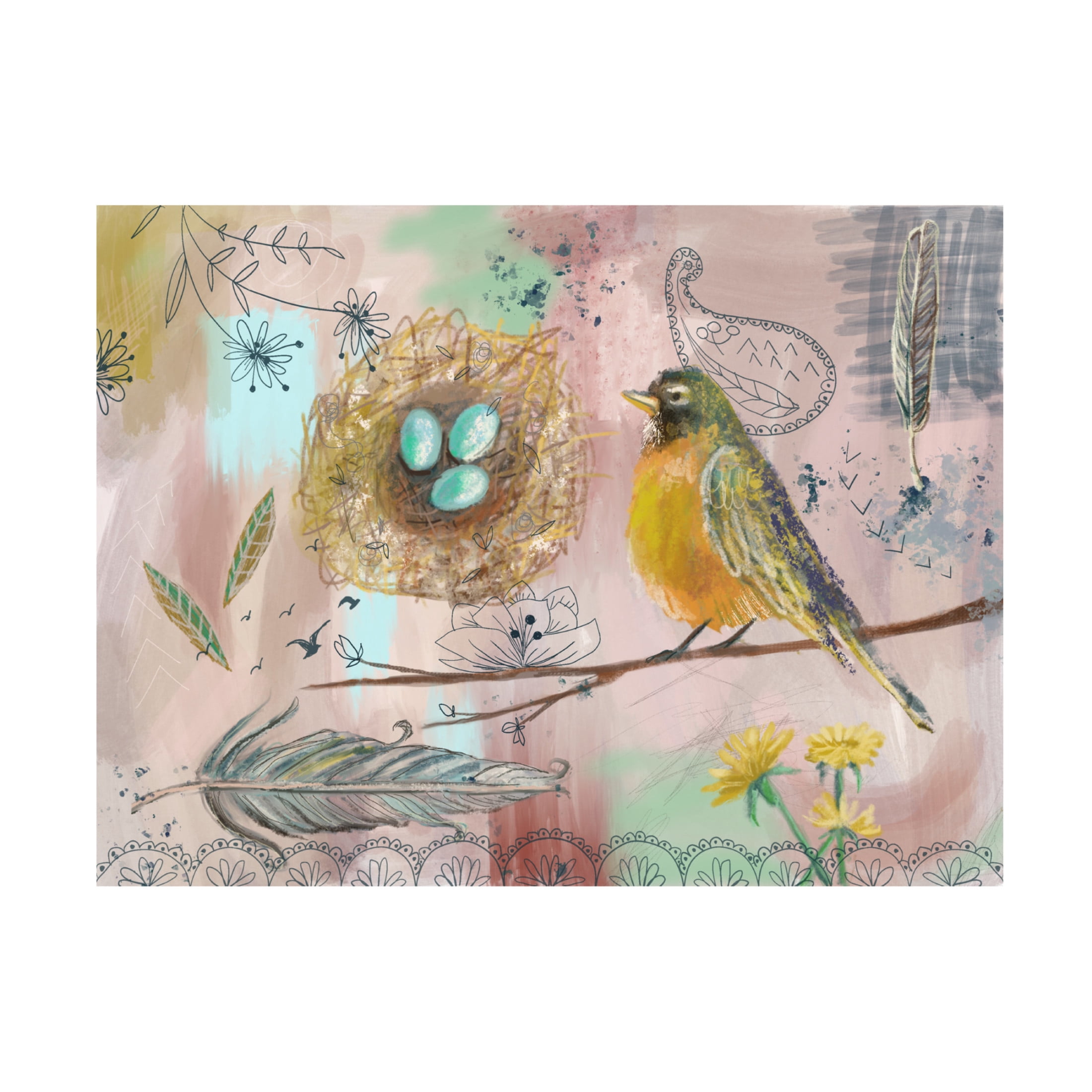 Canvas Wall Art - Christine Rotolo 'Robins Eggs 1' Wall Art for Living Room, Bedroom, or Office Décor by Trademark Fine Art - 32 x 24 Inches