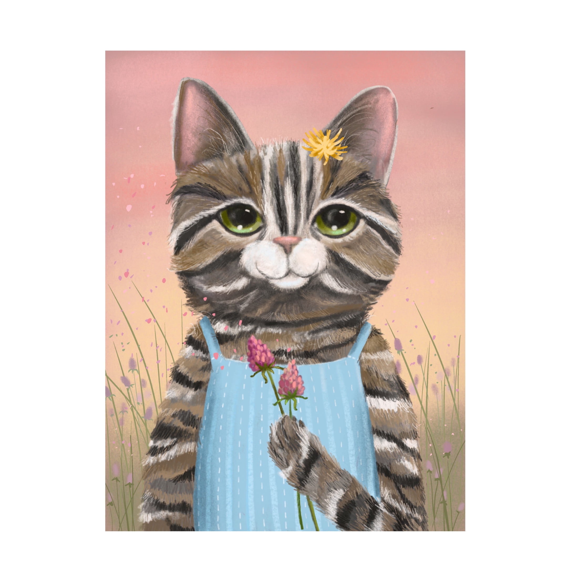 Canvas Wall Art - Christine Rotolo 'Wildflower Cats 1' Wall Art for Living Room, Bedroom, or Office Décor by Trademark Fine Art - 35 x 47 Inches