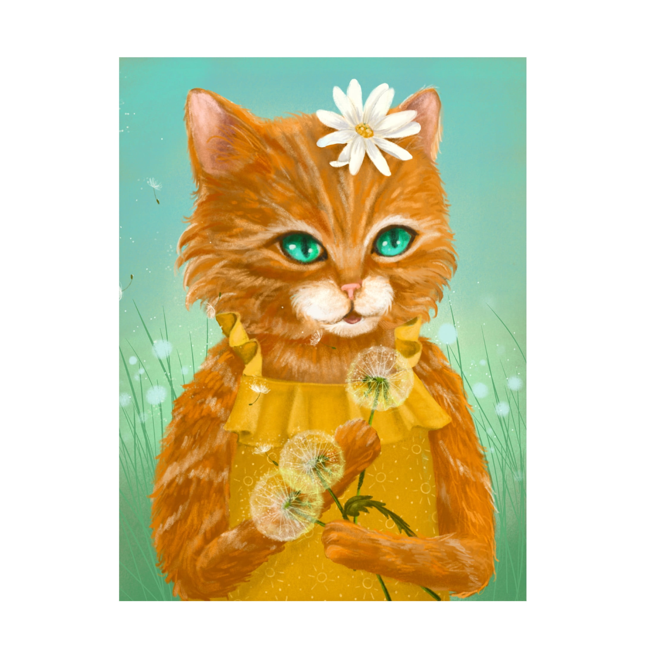 Canvas Wall Art - Christine Rotolo 'Wildflower Cats 2' Wall Art for Living Room, Bedroom, or Office Décor by Trademark Fine Art - 14 x 19 Inches