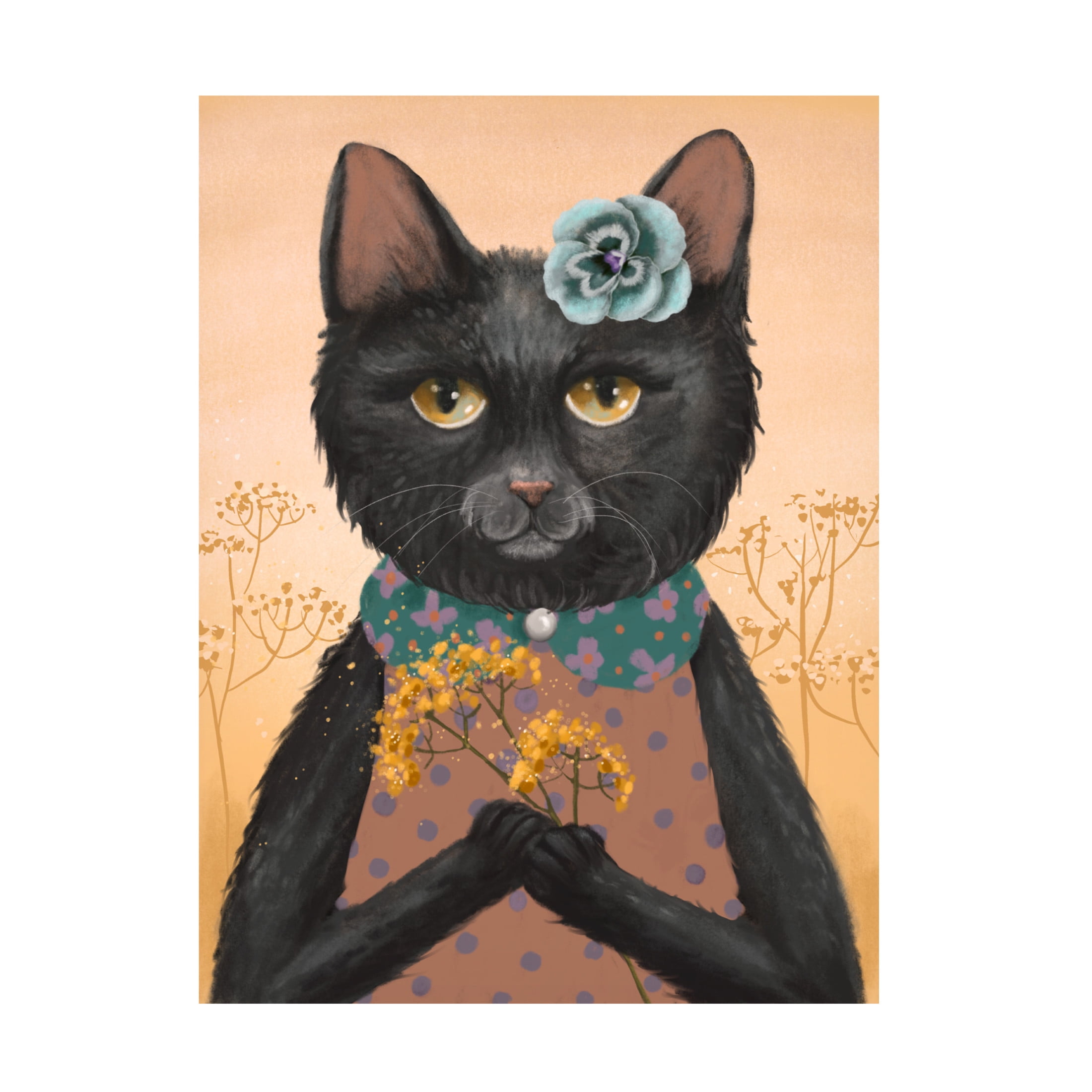 Canvas Wall Art - Christine Rotolo 'Wildflower Cats 4' Wall Art for Living Room, Bedroom, or Office Décor by Trademark Fine Art - 24 x 32 Inches