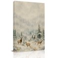 thumbnail image 1 of Canvas Wall Art, Christmas Framed Canvas Prints for Hallway Living Room, Winter Elks Pine Forest Snowflake Xmas Extra Large Gallery Wrapped Wall Decor for Home Office, Gifts, 20"x30" Ship Next Day, 1 of 9