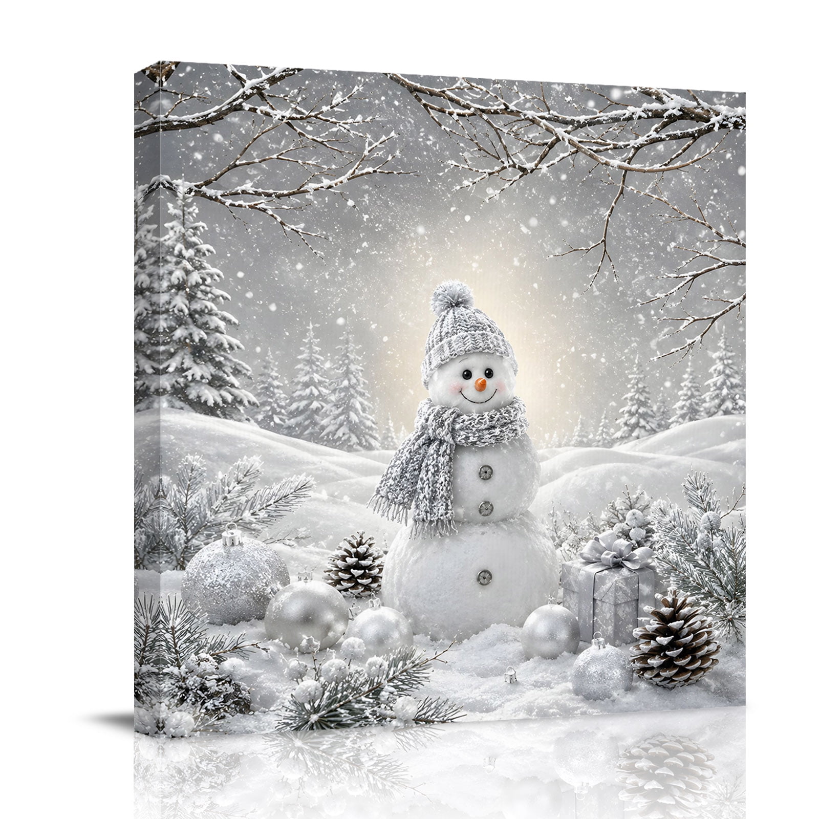 Canvas Wall Art, Christmas Snowman Framed Canvas Prints for Bathroom ...