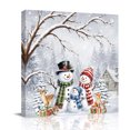 thumbnail image 1 of Canvas Wall Art, Christmas Snowman Framed Canvas Prints for Bedroom Office, Xmas Deer Winter Pine Tree Branches Forest Large Gallery Wrapped Wall Decor for Home Office, Gifts, 16"x16" Ship Next Day, 1 of 9