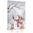 thumbnail image 1 of Canvas Wall Art, Christmas Snowman Framed Canvas Prints for Kitchen Bedroom, Xmas Tree Forest Snowflakes Branches Deer Small Gallery Wrapped Wall Decor for Home Office, Gifts, 8"x12" Ship Next Day, 1 of 9
