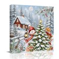 thumbnail image 1 of Canvas Wall Art, Christmas Snowman Framed Canvas Prints for Living Room Bathroom, Winter Forest Farmhouse Winter Fox Gallery Wrapped Wall Decor for Home Office, Gifts, 12"x12" Ship Next Day, 1 of 9