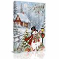 thumbnail image 1 of Canvas Wall Art, Christmas Snowman Framed Canvas Prints for Living Room Office, Xmas Tree Snowy Farmhouse Large Gallery Wrapped Wall Decor for Home Office, Gifts, 16"x24" Ship Next Day, 1 of 9