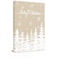 thumbnail image 1 of Canvas Wall Art, Christmas Trees Framed Canvas Prints for Living Room Office, Winter Xmas Snowflakes Pine Beige Brown Large Gallery Wrapped Wall Decor for Home Office, Gifts, 16"x24" Ship Next Day, 1 of 9