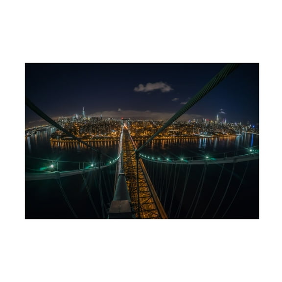 Canvas Wall Art - Christopher R. Veizaga 'The Williamsburg Bridge' Wall Art for Living Room, Bedroom, or Office Décor by Trademark Fine Art - 19 x 12 Inches