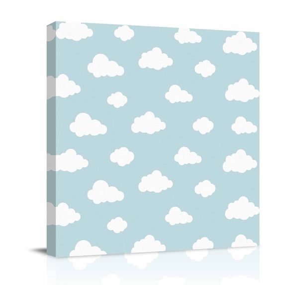Canvas Wall Art, Clouds Framed Canvas Prints for Bathroom Desk, Cartoon ...