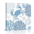 thumbnail image 1 of Canvas Wall Art, Coastal Blue Crab Framed Canvas Prints for Living Room Bathroom, Coral Starfish Ocean Conch Nautical Gallery Wrapped Wall Decor for Home Office, Gifts, 12"x12" Ship Next Day, 1 of 9