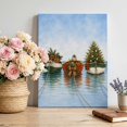 thumbnail image 1 of Canvas Wall Art, Coastal Nautical Christmas Framed Canvas Prints for Living Room Bedroom, Ocean Sailboat Xmas Trees Gallery Wrapped Wall Decor for Home Office, Gifts, 12"x16" Ship Next Day, 1 of 9