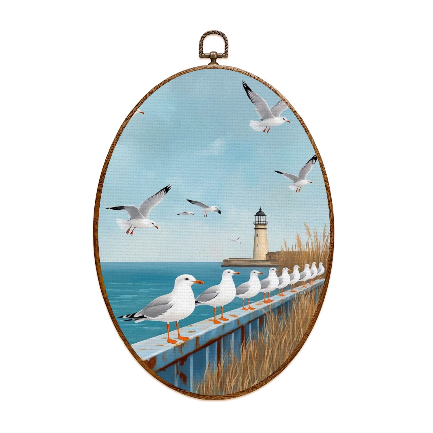 Canvas Wall Art Coastal Seagull Nautical Seagulls Lighthouse Ocean ...