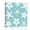 thumbnail image 1 of Canvas Wall Art, Coastal Starfish Framed Canvas Prints for Bathroom Desk, Seafoam Blue Nautical Vintage Marine Life Small Gallery Wrapped Wall Decor for Home Office, Gifts, 8"x8" Ship Next Day, 1 of 9
