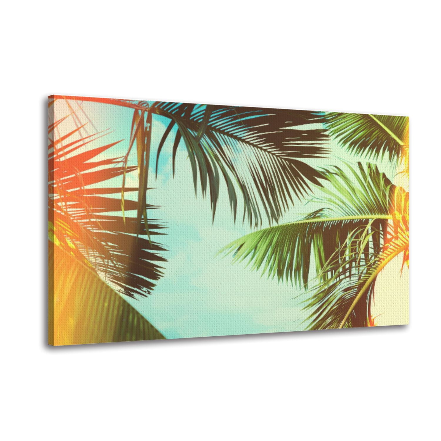 Canvas Wall Art Coconut palm tree under blue sky Vintage Travel Vintage ...
