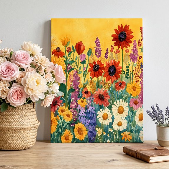 Canvas Wall Art, Colorful Sunflower Framed Canvas Prints for Living Room Bedroom, Farmhouse Botanical Floral Large Gallery Wrapped Wall Decor for Home Office, Gifts, 16"x20" Ship Next Day