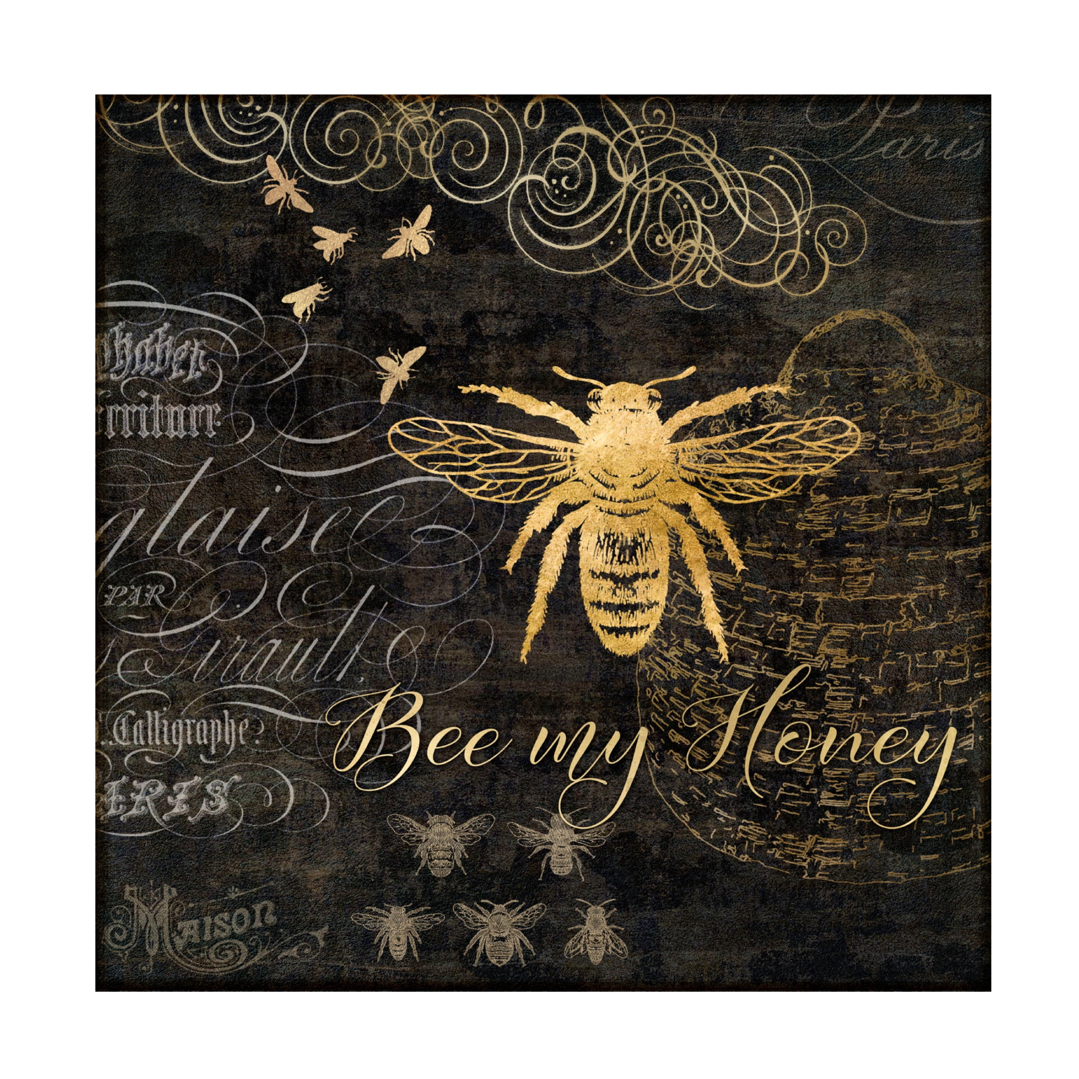 Canvas Wall Art - Cora Niele 'Bee my Honey' Wall Art for Living Room, Bedroom, or Office Décor by Trademark Fine Art - 35 x 35 Inches
