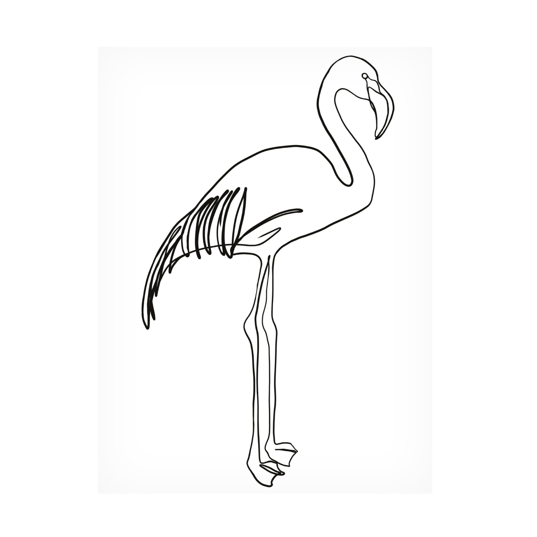 Canvas Wall Art - Cora Niele 'Flamingo Line Drawing' Wall Art for Living Room, Bedroom, or Office Décor by Trademark Fine Art - 14 x 19 Inches